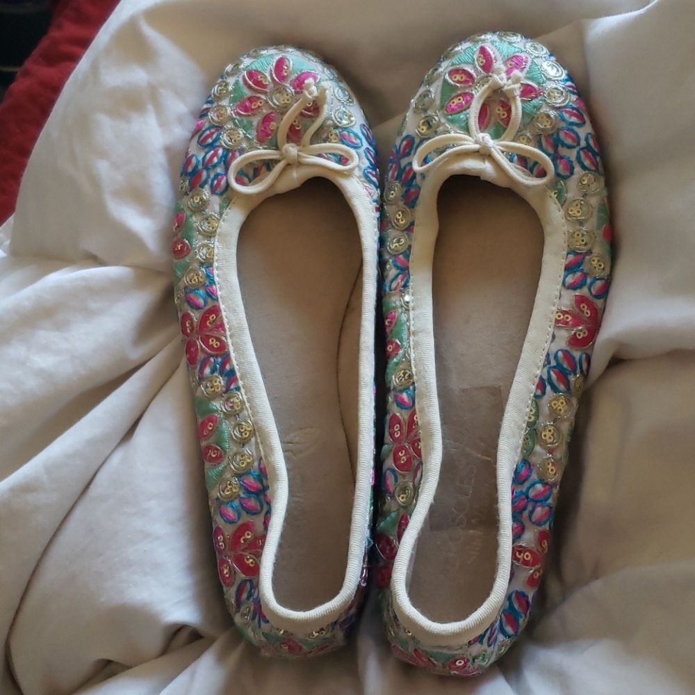 Fabric Embroidered Multi-Colored Shoes
